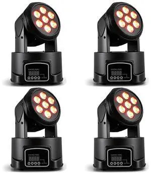 Moving Head Wash Light, 7x10W LED DMX DJ Stage Light | 12 Colors, Sound Activated, 540° Pan & 180° Tilt, Wash Effect Lighting for Weddings, Clubs, Concerts, Bars and Events Moving Head Wash Light, 7x10W LED DMX DJ Stage Light | 12 Colors, Sound Activated, 540° Pan & 180° Tilt, Wash Effect Lighting for Weddings, Clubs, Concerts, Bars and Events