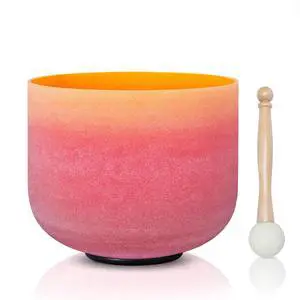 440HZ 8 Inch Rainbow Colored E Note Solar Plexus Chakra Frosted Quartz Crystal Singing Bowl for Sound Healing and Meditation 440HZ 8 Inch Rainbow Colored E Note Solar Plexus Chakra Frosted Quartz Crystal Singing Bowl for Sound Healing and Meditation