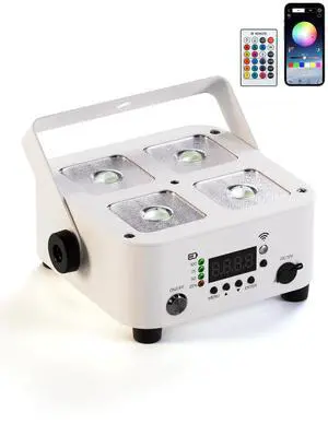 Wireless Rechargeable Stage Lights, 5200mAh Par Lights, 40W RGBW+UV Uplight, Controllable via APP, Remote Control, and Wireless DMX; Suitable for Weddings, Events, DJ Shows, and Stage Lighting.(White) Wireless Rechargeable Stage Lights, 5200mAh Par Lights, 40W RGBW+UV Uplight, Controllable via APP, Remote Control, and Wireless DMX; Suitable for Weddings, Events, DJ Shows, and Stage Lighting.(White)
