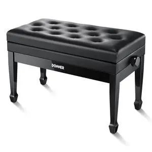 Adjustable Duet Piano Bench with Storage, Solid Wooden Keyboard Bench Piano Bookcase Stool Chair Seat with High-Density Sponges Cushion, Black Adjustable Duet Piano Bench with Storage, Solid Wooden Keyboard Bench Piano Bookcase Stool Chair Seat with High-Density Sponges Cushion, Black