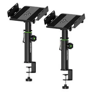 Dual Side Clamp Studio Monitor Stands Desk Speaker Stands 12°Tilt | 2 Pack, 10.4"-15.4" Height Adjustable, Extendable Top Plate Mounted by Screws, 0-12°Tilt, Desktop Clamp Dual Side Clamp Studio Monitor Stands Desk Speaker Stands 12°Tilt | 2 Pack, 10.4"-15.4" Height Adjustable, Extendable Top Plate Mounted by Screws, 0-12°Tilt, Desktop Clamp