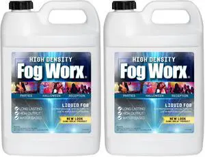 FogWorx Extreme High Density Fog Juice Gallon - Long Lasting, High Output, Odorless Water Based Fog Machine Fluid - for 400 Watt to 1500 Watt Machines (Pack of 2) FogWorx Extreme High Density Fog Juice Gallon - Long Lasting, High Output, Odorless Water Based Fog Machine Fluid - for 400 Watt to 1500 Watt Machines (Pack of 2)