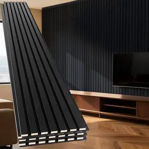 4 Pack Wood Panels for Wall, 94.5" x 11" Acoustic Wood Slat Wall Panel for Interior Wall Decor & Noise Reduction, Soundproof Panel & Sound Absorbing Panels - Black 4 Pack Wood Panels for Wall, 94.5" x 11" Acoustic Wood Slat Wall Panel for Interior Wall Decor & Noise Reduction, Soundproof Panel & Sound Absorbing Panels - Black