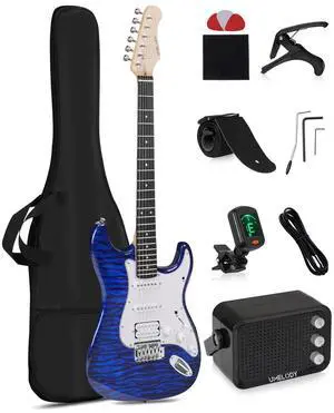 UST-200 Beginner Electric Guitar Kit HSS Pickup, Versatile 5-Way Switch for Clean to High-Gain Tone Full-Size ST Style Guitar for Starter & Intermediate Player Gig Bag Digital Tuner Blue Burst UST-200 Beginner Electric Guitar Kit HSS Pickup, Versatile 5-Way Switch for Clean to High-Gain Tone Full-Size ST Style Guitar for Starter & Intermediate Player Gig Bag Digital Tuner Blue Burst