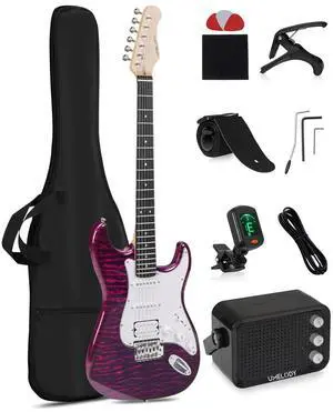 UST-200 Beginner Electric Guitar Kit HSS Pickup, Versatile 5-Way Switch for Clean to High-Gain Tone, Full-Size ST Style Guitar for Starter & Intermediate Players, Gig Bag, Digital Tuner Purple UST-200 Beginner Electric Guitar Kit HSS Pickup, Versatile 5-Way Switch for Clean to High-Gain Tone, Full-Size ST Style Guitar for Starter & Intermediate Players, Gig Bag, Digital Tuner Purple