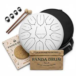 Plus (White) | Steel Tongue Handpan with Music Book, Mallets, Carrying Bag & Finger Picks | 11 inch, 432 Hz | Rain Drum for Inside & Outside | Calming Musical Instrument for Adults & Kids Plus (White) | Steel Tongue Handpan with Music Book, Mallets, Carrying Bag & Finger Picks | 11 inch, 432 Hz | Rain Drum for Inside & Outside | Calming Musical Instrument for Adults & Kids