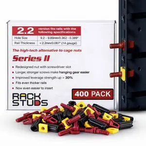 R400 - Server Rack Screws for Server Rack Rails 19" Square Punched Vertical Rails, Perfect Cage Nut Replacement, Rack-Mount Screws - Red 400-Pack 2.22mm/0.086 R400 - Server Rack Screws for Server Rack Rails 19" Square Punched Vertical Rails, Perfect Cage Nut Replacement, Rack-Mount Screws - Red 400-Pack 2.22mm/0.086