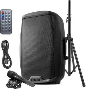 15" Bluetooth PA Speaker & Stand, 1000 Watts (AS-2115BT-PK) | 15" powered PA with tripod stand & mic - XLR/1/4" mic, guitar, RCA, XLR out - Bluetooth, USB, SD 15" Bluetooth PA Speaker & Stand, 1000 Watts (AS-2115BT-PK) | 15" powered PA with tripod stand & mic - XLR/1/4" mic, guitar, RCA, XLR out - Bluetooth, USB, SD