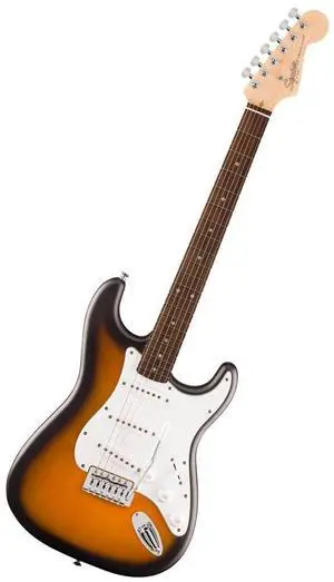 Squier Debut Stratocaster Beginner Electric Guitar, 2-Color Sunburst | Starter electric guitar for kids and adults, free lessons included, Strat-style, under $200 Squier Debut Stratocaster Beginner Electric Guitar, 2-Color Sunburst | Starter electric guitar for kids and adults, free lessons included, Strat-style, under $200