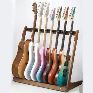 Multiple Wood Guitar Stand, 5-8 Guitar Rack, 15mm Thick Wood | Holds 5 acoustic or 8 electric/bass guitars, Protective soft foam padding, Scratch-free neck support, Anti-tip weighted base Multiple Wood Guitar Stand, 5-8 Guitar Rack, 15mm Thick Wood | Holds 5 acoustic or 8 electric/bass guitars, Protective soft foam padding, Scratch-free neck support, Anti-tip weighted base