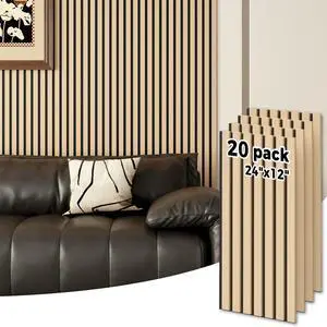 Wood Wall Panels 24" x 12" Acoustic Wood Slat Wall Panel, 20-Pack(40ft²) Soundproof Wood Slat Panel for Noise Cancelling and Interior Wall Decoration, Living Room, Bedroom, Office, Oak Wood Wall Panels 24" x 12" Acoustic Wood Slat Wall Panel, 20-Pack(40ft²) Soundproof Wood Slat Panel for Noise Cancelling and Interior Wall Decoration, Living Room, Bedroom, Office, Oak