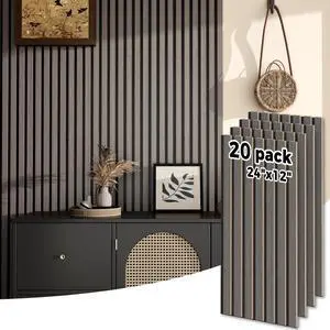 Wood Wall Panels 24" x 12" Acoustic Wood Slat Wall Panel, 20-Pack(40ft²) Soundproof Wood Slat Panel for Noise Cancelling and Interior Wall Decoration, Living Room, Bedroom, Office, Grey Wood Wall Panels 24" x 12" Acoustic Wood Slat Wall Panel, 20-Pack(40ft²) Soundproof Wood Slat Panel for Noise Cancelling and Interior Wall Decoration, Living Room, Bedroom, Office, Grey