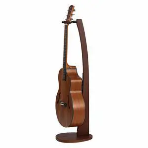 Wooden Guitar Stand - Handmade German Ash Solid Semi-curved Design Wood Stand Floor, Best for Acoustic guitars, Classical guitars, Banjos, Mandolins(Dark Brown-01) Wooden Guitar Stand - Handmade German Ash Solid Semi-curved Design Wood Stand Floor, Best for Acoustic guitars, Classical guitars, Banjos, Mandolins(Dark Brown-01)