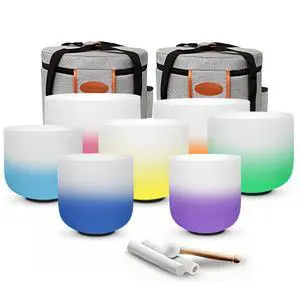 432Hz 6"-12" Gradient Design Crystal Singing Bowl Set of 7 | Quartz Sound Bowls for Chakra Balancing, Meditation, Sound Bath, Yoga, Reiki & Sound Therapy 432Hz 6"-12" Gradient Design Crystal Singing Bowl Set of 7 | Quartz Sound Bowls for Chakra Balancing, Meditation, Sound Bath, Yoga, Reiki & Sound Therapy