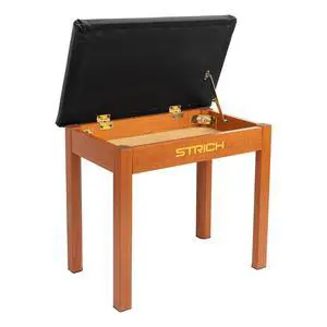 Piano Bench with Storage, Solid Wood Keyboard Bench Piano Bookcase Stool Chair Seat with Padded Cushion, Mahogany Color Piano Bench with Storage, Solid Wood Keyboard Bench Piano Bookcase Stool Chair Seat with Padded Cushion, Mahogany Color