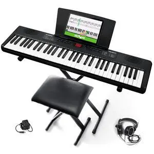 Melody 61 MK4 Keyboard Piano for Beginners with 61 Keys, Speakers, Stand, Bench, Headphones, Tablet/Sheet Music Stand, 300 Sounds and Music Lessons Melody 61 MK4 Keyboard Piano for Beginners with 61 Keys, Speakers, Stand, Bench, Headphones, Tablet/Sheet Music Stand, 300 Sounds and Music Lessons