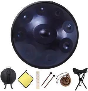 Handpan 22 Inch D Minor Kurd 9 Notes Drum Instrument for Professional Performance, 440HZ Sound Drums for Adults With Bag, Wiping Cloth, and Bracket Handpan 22 Inch D Minor Kurd 9 Notes Drum Instrument for Professional Performance, 440HZ Sound Drums for Adults With Bag, Wiping Cloth, and Bracket