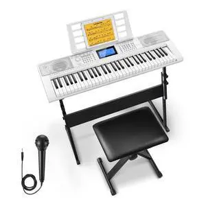 61 Key Keyboard Piano, Electric Piano Keyboard Kit with 249 Voices, 249 Rhythms - Includes Piano Stand, Stool, Microphone, Gift for Beginners, White (DEK-610S) 61 Key Keyboard Piano, Electric Piano Keyboard Kit with 249 Voices, 249 Rhythms - Includes Piano Stand, Stool, Microphone, Gift for Beginners, White (DEK-610S)