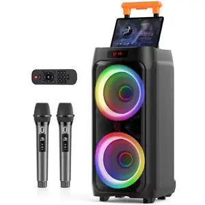 Karaoke Machine with 2 Wireless Microphones, 24" Big Portable Bluetooth Speaker for Adults with RGB Light PA System Treble & Bass 500W, Support TWS/USB/AUX/TF Card/REC, for Home Party Outdoors Karaoke Machine with 2 Wireless Microphones, 24" Big Portable Bluetooth Speaker for Adults with RGB Light PA System Treble & Bass 500W, Support TWS/USB/AUX/TF Card/REC, for Home Party Outdoors