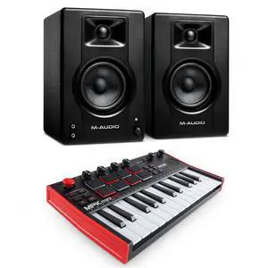 Recording Studio Package - MPK Mini Play USB MIDI Keyboard Controller and M-Audio BX3 3.5" 120W Speakers, with Production Software Recording Studio Package - MPK Mini Play USB MIDI Keyboard Controller and M-Audio BX3 3.5" 120W Speakers, with Production Software