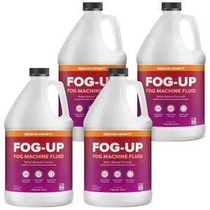 FogUp Medium Density Fog Juice - Extremely Long Lasting, High Output Non-Irritating Indoor/Outdoor Odorless Water-Based Fog Machine Fluid - (4 Pack) 1 Gallon, 128 fl oz for All Standard Fog Machines FogUp Medium Density Fog Juice - Extremely Long Lasting, High Output Non-Irritating Indoor/Outdoor Odorless Water-Based Fog Machine Fluid - (4 Pack) 1 Gallon, 128 fl oz for All Standard Fog Machines