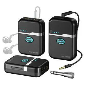 AK-680 Wireless In Ear Monitor System,5.8G Professional Stereo IEM Monitoring with Transmitter & Bodypack Receiver,Ultra Low Latency Auto Sync Pairing for Live Stage,Band,Singer,Studio Recording AK-680 Wireless In Ear Monitor System,5.8G Professional Stereo IEM Monitoring with Transmitter & Bodypack Receiver,Ultra Low Latency Auto Sync Pairing for Live Stage,Band,Singer,Studio Recording