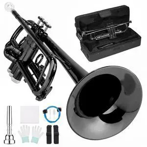 Bb Standard Trumpet Set for Beginner, Brass Student Trumpet with Carrying Case, Care Kit, Valve Oil, Cloth, 7C Mouthpiece & Gloves Black Bb Standard Trumpet Set for Beginner, Brass Student Trumpet with Carrying Case, Care Kit, Valve Oil, Cloth, 7C Mouthpiece & Gloves Black