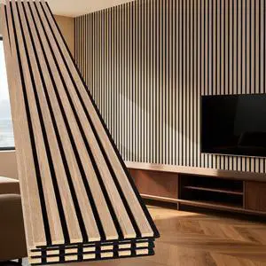 4 Pack Wood Panels for Wall, 94.5" x 11" Acoustic Wood Slat Wall Panel for Interior Wall Decor & Noise Reduction, Soundproof Panel & Sound Absorbing Panels - Oak 4 Pack Wood Panels for Wall, 94.5" x 11" Acoustic Wood Slat Wall Panel for Interior Wall Decor & Noise Reduction, Soundproof Panel & Sound Absorbing Panels - Oak