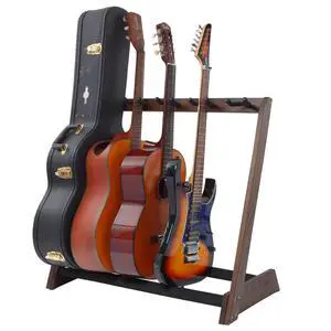Multi-Purpose Guitar Stand 5 Wooden Guitar Rack Floor for Guitars and Cases, Cellos - German Ash Multi-Purpose Guitar Stand 5 Wooden Guitar Rack Floor for Guitars and Cases, Cellos - German Ash