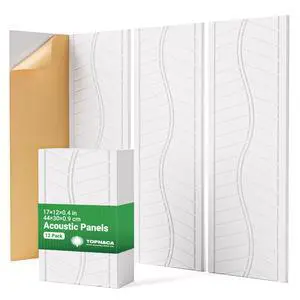 12 Pack Acoustic Wall Panels Sound Absorbing for Recording Studio, Self-Adhesive Leaf Textured Decorative White Art Ceiling Tiles - Acoustical Treatments for Home Gaming Room Door 17"×12"×0.4" 12 Pack Acoustic Wall Panels Sound Absorbing for Recording Studio, Self-Adhesive Leaf Textured Decorative White Art Ceiling Tiles - Acoustical Treatments for Home Gaming Room Door 17"×12"×0.4"