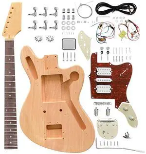 DIY Electric Guitar Kit Beginner Kit Right Handed Jazzmaster Style | 6 String, Mahogany Body, Mahogany Neck, Rosewood Fretboard, Chrome Hardware, Build Your Own Guitar DIY Electric Guitar Kit Beginner Kit Right Handed Jazzmaster Style | 6 String, Mahogany Body, Mahogany Neck, Rosewood Fretboard, Chrome Hardware, Build Your Own Guitar