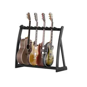 Bamboo Multi Guitar Stand, Guitar Rack for Multiple Guitars(Black) | Adjustable Dividers Fits Acoustic, Electric & Bass Foam-Padded Supports Non-Slip Feet Triangular Base Pick Storage Bamboo Multi Guitar Stand, Guitar Rack for Multiple Guitars(Black) | Adjustable Dividers Fits Acoustic, Electric & Bass Foam-Padded Supports Non-Slip Feet Triangular Base Pick Storage