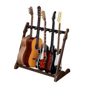 Bamboo Multi Guitar Stand, Guitar Rack for Multiple Guitars(Walnut-B) | Adjustable Dividers Fits Acoustic, Electric & Bass Foam-Padded Supports Non-Slip Feet Triangular Base Pick Storage Bamboo Multi Guitar Stand, Guitar Rack for Multiple Guitars(Walnut-B) | Adjustable Dividers Fits Acoustic, Electric & Bass Foam-Padded Supports Non-Slip Feet Triangular Base Pick Storage