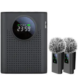 S67 Rechargeable Voice Amplifier Wireless Microphone Dual for Teachers Classroom, Mini Lavalier Lapel Mic Clip Magnetic, Bluetooth Speaker with LED Display for Class, Tour Guide, Coaches, Black S67 Rechargeable Voice Amplifier Wireless Microphone Dual for Teachers Classroom, Mini Lavalier Lapel Mic Clip Magnetic, Bluetooth Speaker with LED Display for Class, Tour Guide, Coaches, Black