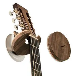 Worlds Only Collapsible Guitar Hanger Wall Mount Bracket for Guitars & Basses - Patented Danish Design - Space Saving - Scratch Proof - Guitar Accessories, Wall Hooks for Hanging | Walnut Wood Worlds Only Collapsible Guitar Hanger Wall Mount Bracket for Guitars & Basses - Patented Danish Design - Space Saving - Scratch Proof - Guitar Accessories, Wall Hooks for Hanging | Walnut Wood