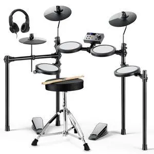 Electric Drum Set, DED-70 Electronic Drum Kit for Beginner with 150 Sounds, 4 Quiet Mesh Pads, 9" Cymbals, USB MIDI, Type-C Charging, 2 Pedal, Throne, Headphones, Sticks, Melodics Lessons Electric Drum Set, DED-70 Electronic Drum Kit for Beginner with 150 Sounds, 4 Quiet Mesh Pads, 9" Cymbals, USB MIDI, Type-C Charging, 2 Pedal, Throne, Headphones, Sticks, Melodics Lessons