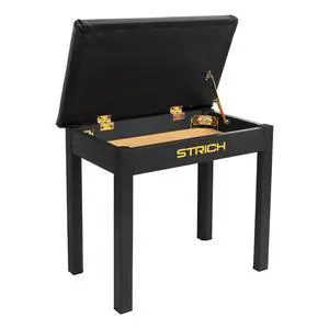 Piano Bench with Storage, Solid Wood Keyboard Bench Piano Bookcase Stool Chair Seat with Padded Cushion, Black Piano Bench with Storage, Solid Wood Keyboard Bench Piano Bookcase Stool Chair Seat with Padded Cushion, Black