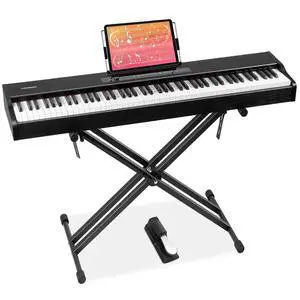 MOSEN Digital Piano 88-Key Weighted Keyboard with Hammer Action, Portable Electric Piano Set with X Stand, Recording Headphone Mode, Sustain Pedal, Music Rest, Dual Keyboard for Beginner, MDP-80D MOSEN Digital Piano 88-Key Weighted Keyboard with Hammer Action, Portable Electric Piano Set with X Stand, Recording Headphone Mode, Sustain Pedal, Music Rest, Dual Keyboard for Beginner, MDP-80D