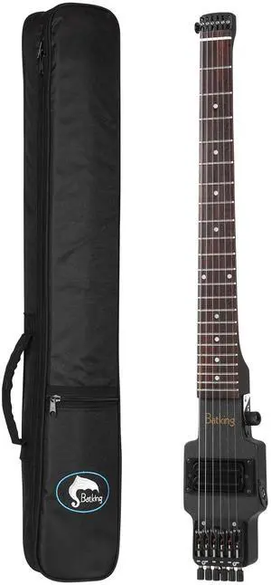 Travel Guitar Electric, Headless Guitar 6 Strings One-piece Canada Maple Neck Through Body Design Brass Fix Bridge with Gigbag Travel Guitar Electric, Headless Guitar 6 Strings One-piece Canada Maple Neck Through Body Design Brass Fix Bridge with Gigbag