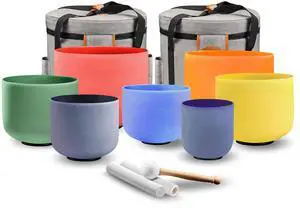 432Hz 7-12 Inch Colored Crystal Singing Bowl Set of 7 | Frosted Quartz Sound Bowls for Sound Bath, Meditation, Yoga, Sound Therapy, Chakra Balancing & Reiki 432Hz 7-12 Inch Colored Crystal Singing Bowl Set of 7 | Frosted Quartz Sound Bowls for Sound Bath, Meditation, Yoga, Sound Therapy, Chakra Balancing & Reiki