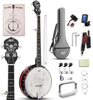 Full-Sized Banjo with Remo Head: 38 5 String Banjo Set with Removable Resonator, Geared 5th Tuner, 24 Brackets, Deluxe Beginner Kit with Gig Bag, Strings, Strap, Picks, Tuner, Bridge Ruler Full-Sized Banjo with Remo Head: 38 5 String Banjo Set with Removable Resonator, Geared 5th Tuner, 24 Brackets, Deluxe Beginner Kit with Gig Bag, Strings, Strap, Picks, Tuner, Bridge Ruler