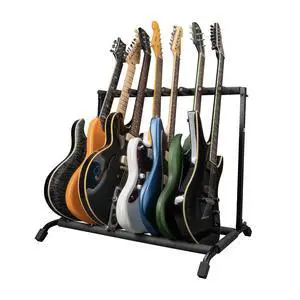 Gator Rok-It Frameworks Folding 7 Guitar Rack Stand (RI-GTR-RACK7) | Fits up to 7 Acoustic, Electric, or Bass Guitars with padded supports and a folding rack that travels and stores easily Gator Rok-It Frameworks Folding 7 Guitar Rack Stand (RI-GTR-RACK7) | Fits up to 7 Acoustic, Electric, or Bass Guitars with padded supports and a folding rack that travels and stores easily