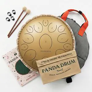 Pro (Sandstone) | Steel Tongue Handpan with Music Book, Mallets, Carrying Bag & Finger Picks | 15 inch, 432 Hz | Rain Drum for Inside, Outside | Calming Musical Instrument for Adults, Kids Pro (Sandstone) | Steel Tongue Handpan with Music Book, Mallets, Carrying Bag & Finger Picks | 15 inch, 432 Hz | Rain Drum for Inside, Outside | Calming Musical Instrument for Adults, Kids
