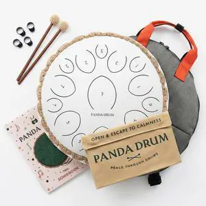 Pro (White) | Steel Tongue Handpan with Music Book, Mallets, Carrying Bag & Finger Picks | 15 inch, 432 Hz | Rain Drum for Inside & Outside | Calming Musical Instrument for Adults & Kids Pro (White) | Steel Tongue Handpan with Music Book, Mallets, Carrying Bag & Finger Picks | 15 inch, 432 Hz | Rain Drum for Inside & Outside | Calming Musical Instrument for Adults & Kids