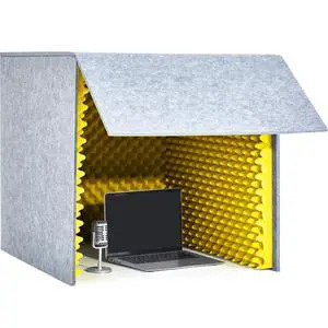 28 x 28 x 28 Inch Desktop Soundproof Cover Portable Vocal Recording Booth Vocal Absorbing Shield Microphone Isolation Booth Cube for Sound Clearer Home Music Studio Podcast Recording Yellow 28 x 28 x 28 Inch Desktop Soundproof Cover Portable Vocal Recording Booth Vocal Absorbing Shield Microphone Isolation Booth Cube for Sound Clearer Home Music Studio Podcast Recording Yellow