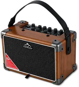 15W Electric Guitar Amp, EGA-15W Portable Guitar Amplifier with Bluetooth, Built-in Looper & Drum Machine Speaker, AUX/OTG/Headphone, 8 Voices, FX Effects-Wood 15W Electric Guitar Amp, EGA-15W Portable Guitar Amplifier with Bluetooth, Built-in Looper & Drum Machine Speaker, AUX/OTG/Headphone, 8 Voices, FX Effects-Wood