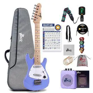 30 Inch Kids Electric Guitar Beginner Kit, Junior 1/4 Size Mini Electric Guitar for Children Complete Stater Set with Amp, Gloosy Purple Colour 30 Inch Kids Electric Guitar Beginner Kit, Junior 1/4 Size Mini Electric Guitar for Children Complete Stater Set with Amp, Gloosy Purple Colour