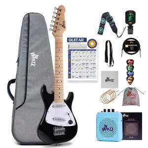 30 Inch Kids Electric Guitar Beginner Kit, Junior 1/4 Size Mini Electric Guitar for Children Complete Stater Set with Amp, Gloosy Black Colour 30 Inch Kids Electric Guitar Beginner Kit, Junior 1/4 Size Mini Electric Guitar for Children Complete Stater Set with Amp, Gloosy Black Colour