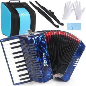 Accordion, 22 Keys 8 Bass Piano Accordion Acordeones Para Adultos, Acordeón De Adulto Azul for Beginners Adults, Educational Musical Instrument Sweet Sound with Straps and Padded Bag (Blue) Accordion, 22 Keys 8 Bass Piano Accordion Acordeones Para Adultos, Acordeón De Adulto Azul for Beginners Adults, Educational Musical Instrument Sweet Sound with Straps and Padded Bag (Blue)
