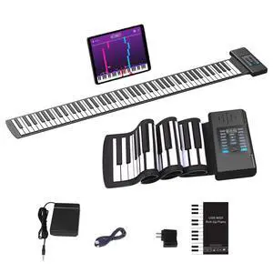 88 Keys Roll Up Piano, Upgraded Portable Rechargeable Hand Roll Piano Keyboard, 128 Rhythms, 128 Tones, Roll Out Keyboard Piano with LED Display MIDI Function, Best Gift for Beginners 88 Keys Roll Up Piano, Upgraded Portable Rechargeable Hand Roll Piano Keyboard, 128 Rhythms, 128 Tones, Roll Out Keyboard Piano with LED Display MIDI Function, Best Gift for Beginners